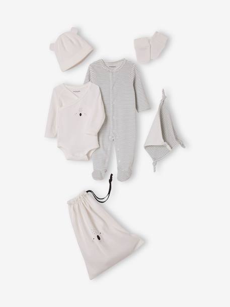 Geboorteset 6 items baby beige+grijsblauw - vertbaudet enfant 