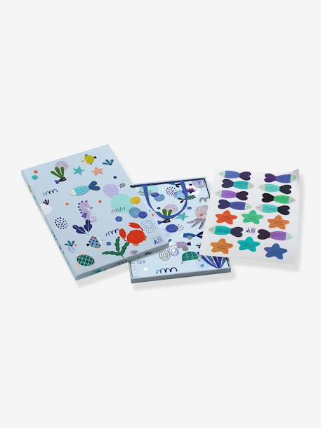 Oceaan meetlat van papier met stickers - DJECO blauw - vertbaudet enfant 