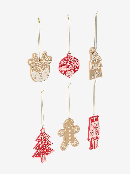 Set van 6 kerstdecoraties in thema koekje om op te hangen wit - vertbaudet enfant 