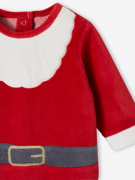 Pyjama Kerstman voor baby's van fluweel rood - vertbaudet enfant 