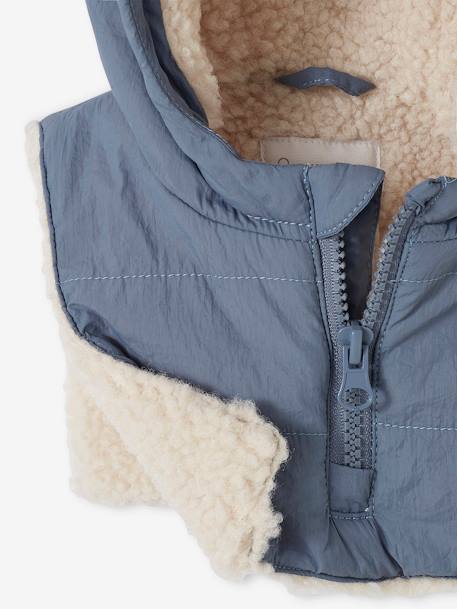 Donsjack voor baby's met afneembare gevoerde capuchon grijsblauw - vertbaudet enfant 