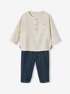 Baby-Babyset-Set flanellen baby-overhemd + broek van ribfluweel
