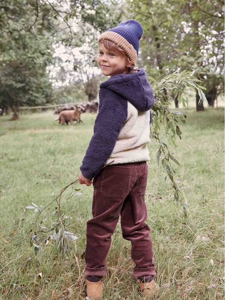 Zachte jongenstrui met capuchon en rits van sherpa beige - vertbaudet enfant 