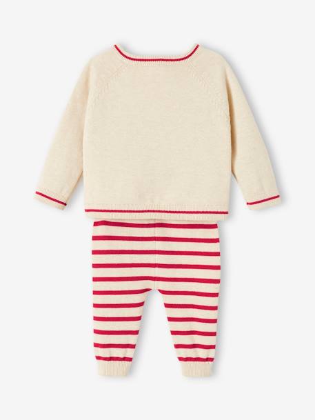 2-delige gebreide Kerst babyset gemêleerd beige - vertbaudet enfant 