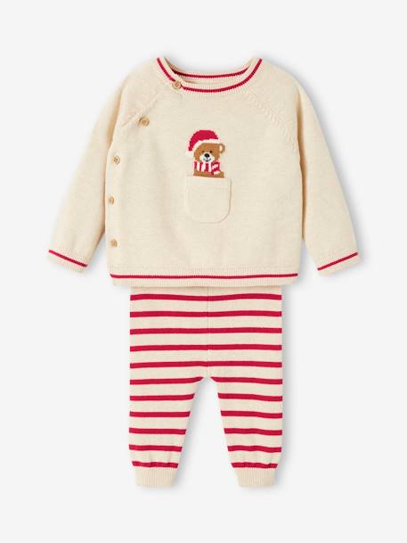 2-delige gebreide Kerst babyset gemêleerd beige - vertbaudet enfant 