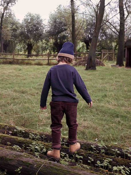 Ribfluwelen jongensjoggingbroek, eenvoudig aan te trekken dennen+karamel+leiblauw - vertbaudet enfant 