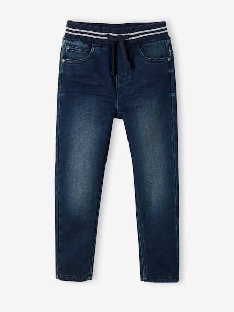 Fleecebroek met denim look met warme binnenkant ongewassen denim+stone - vertbaudet enfant 