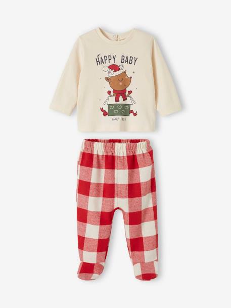 Babypyjama voor familiecapsulecollectie Kerstmis ecru - vertbaudet enfant 