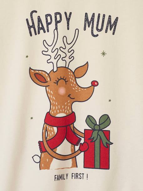 Kerstpyjama 'Happy Family' voor dames ecru - vertbaudet enfant 