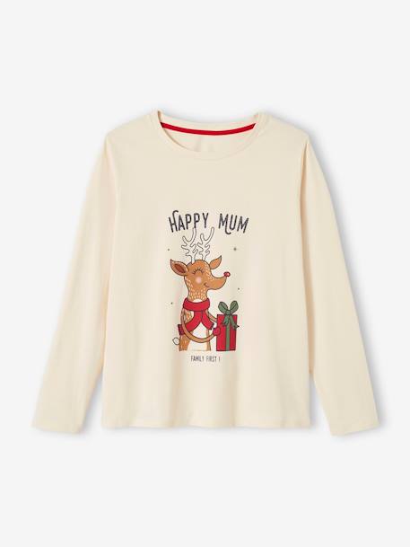 Kerstpyjama 'Happy Family' voor dames ecru - vertbaudet enfant 