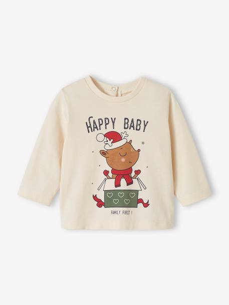 Babypyjama voor familiecapsulecollectie Kerstmis ecru - vertbaudet enfant 