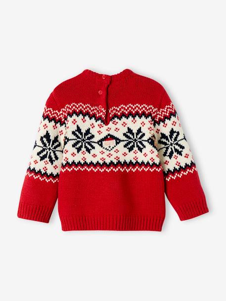 Kersttrui in jacquard voor baby's, capsule familiecollectie rood - vertbaudet enfant 