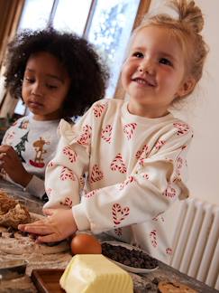 Meisje-Kersttrui met glitterhartjes en mouwen met ruches voor meisjes