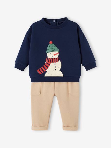 Kerstset voor baby: sweater + broek en koffer marineblauw - vertbaudet enfant 