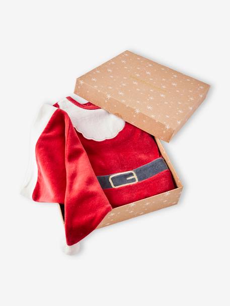 Pyjama Kerstman voor baby's van fluweel rood - vertbaudet enfant 