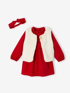 Baby-Baby kerstset: jurk, vest van imitatiebont, maillot en bijpassende hoofdband