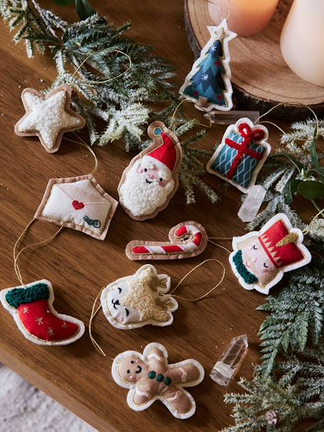 Set van 10 hangende kerstdecoraties van vilt Notenkraker rood - vertbaudet enfant 