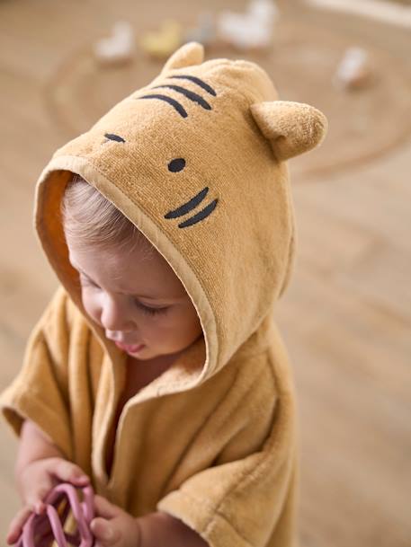 Badponcho baby personaliseerbaar Animal abrikoos+okergeel - vertbaudet enfant 