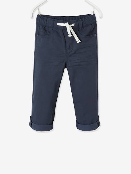 Onverwoestbare pantalon die kan worden omgevormd tot jongesbermuda GRIJSGROEN+MARINEBLAUW - vertbaudet enfant 