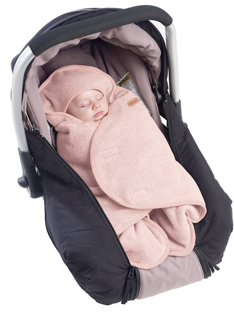 Deken BEABA Babynomade® met fleece voering gemêleerd grijs+roze (poederkleur)+saliegroen - vertbaudet enfant 