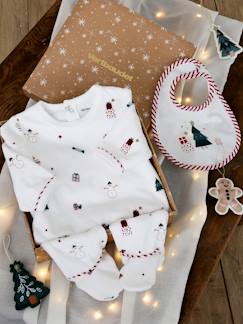 Baby-Kerstcadeauset voor baby fluwelen pyjamapakje + slabbetje