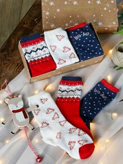 -Kerstset Santa Socks met 3 paar halfhoge sokken voor meisjes