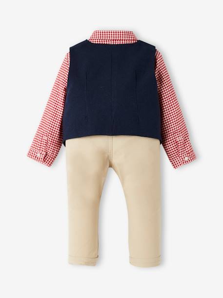 4-delige feestset voor babyjongens shirt + broek + gilet + strikje rood - vertbaudet enfant 