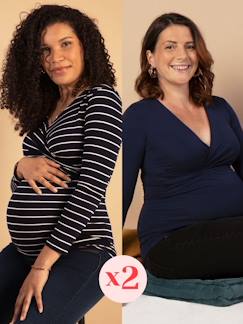 Zwangerschapskleding-T-shirt-Set met 2 eco-verantwoorde zwangerschapstops Fiona Ls ENVIE DE FRAISE