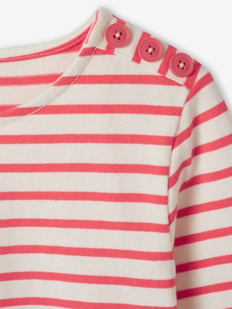 Gestreept meisjesshirt lange mouwen grijs, gestreept+rood, gestreept - vertbaudet enfant 