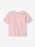 Gestreept meisjes-T-shirt met korte mouwen ongewassen denim+roze, gestreept - vertbaudet enfant 