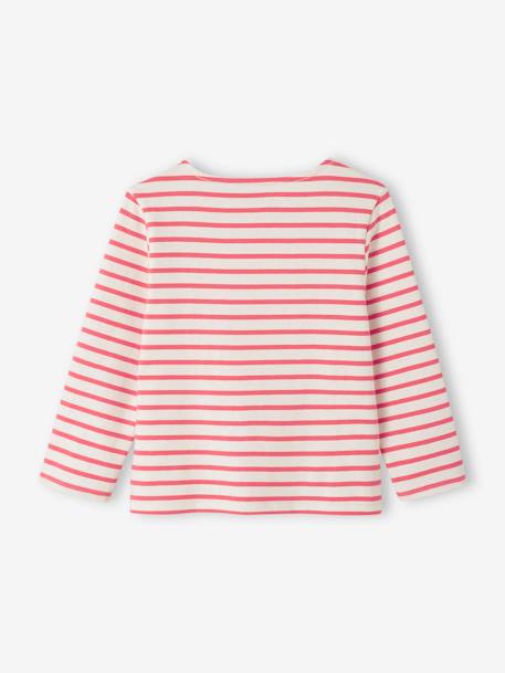 Gestreept meisjesshirt lange mouwen blauw, gestreept+grijs, gestreept+rood, gestreept - vertbaudet enfant 