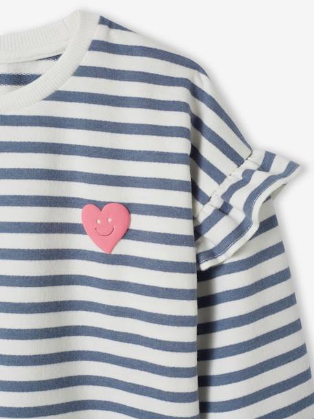 Marinetrui met ruches voor meisjes jeansblauw+lila+roze, gestreept - vertbaudet enfant 