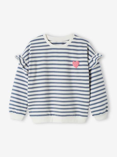 Marinetrui met ruches voor meisjes blauwgroen+jeansblauw+lila+oudroze+roze, gestreept - vertbaudet enfant 