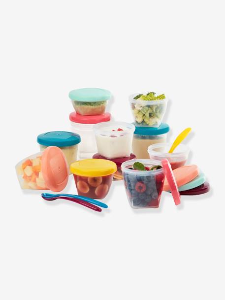 Set van 12 hermetisch afgesloten bakjes + 3 soepele lepels BABYMOOV Babydols Multi Set Meerdere kleuren - vertbaudet enfant 