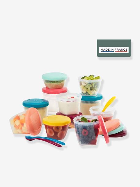 Set van 12 hermetisch afgesloten bakjes + 3 soepele lepels BABYMOOV Babydols Multi Set Meerdere kleuren - vertbaudet enfant 