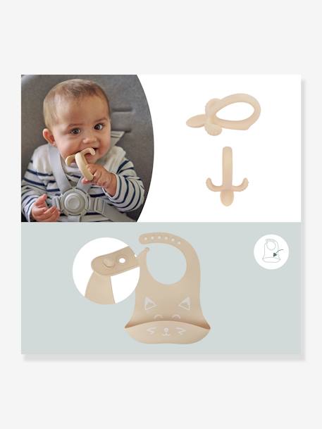 BABYMOOV First'Isy siliconen maaltijdset beige (vos)+blauw (hond) - vertbaudet enfant 