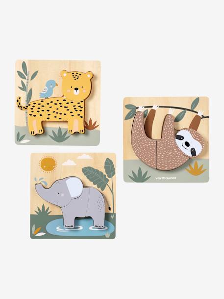 Set van 3 chunky FSC® houten puzzels - Tanzania geel - vertbaudet enfant 