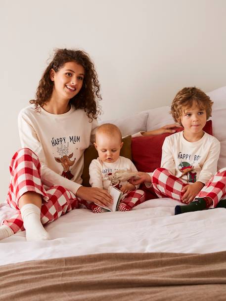 Kerstpyjama 'Happy Family' voor dames ecru - vertbaudet enfant 