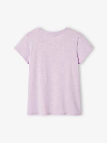 Iriserend gestreept sportshirt voor meisjes ecru+gemêleerd grijs+lila+roze (poederkleur) - vertbaudet enfant 