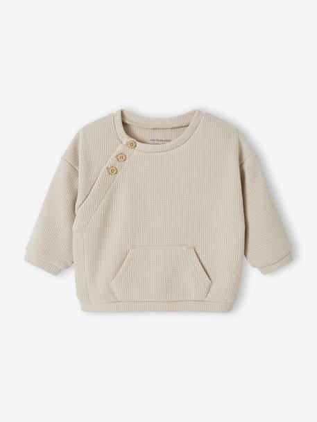 Gebreid sweatshirt voor pasgeborenen, opening vooraan klei - vertbaudet enfant 