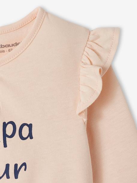 Babyshirt met opschrift van biologisch katoen ecru+lichtroze - vertbaudet enfant 