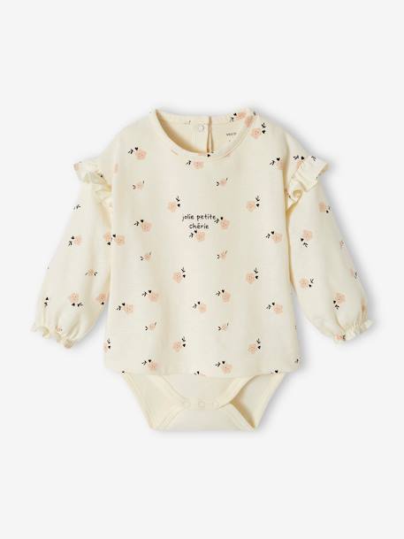 Rompershirt met lange mouwen van biologisch katoen ecru - vertbaudet enfant 