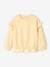 Meisjessweater met ruches van twee materialen pastelgeel+snoepjesroze - vertbaudet enfant 