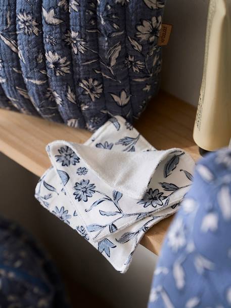 Set van 10 washandjes blauw, bedrukt+plantenprint/blauw/groen+set roze - vertbaudet enfant 