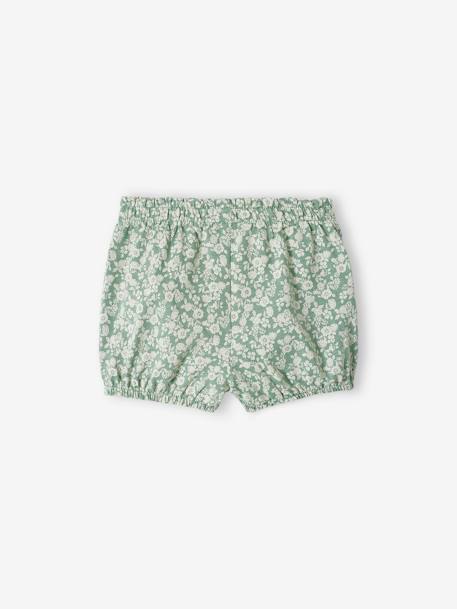 Short voor babymeisje van mesh mosterdgeel bedrukt+saliegroen+wit met print - vertbaudet enfant 