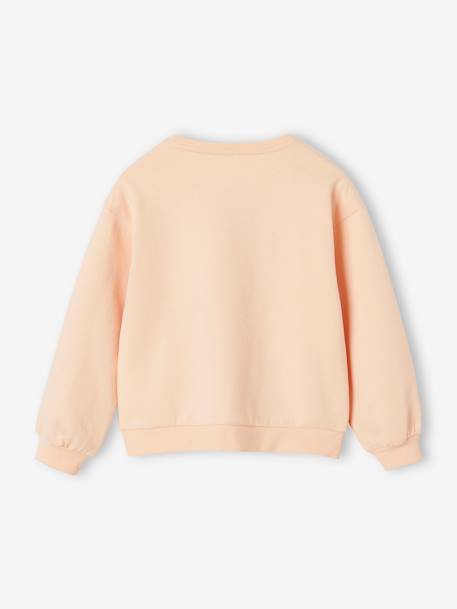 Basic meisjessweater met motief abrikoos+gemêleerd grijs+snoepjesroze - vertbaudet enfant 