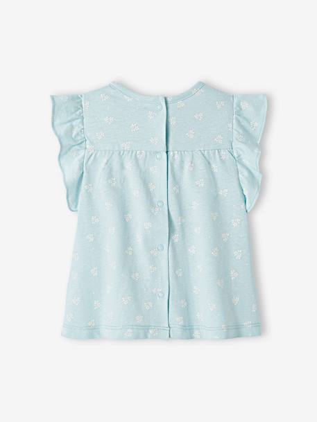 Baby T-shirt met bloemenprint marineblauw met print+turquoiseblauw - vertbaudet enfant 