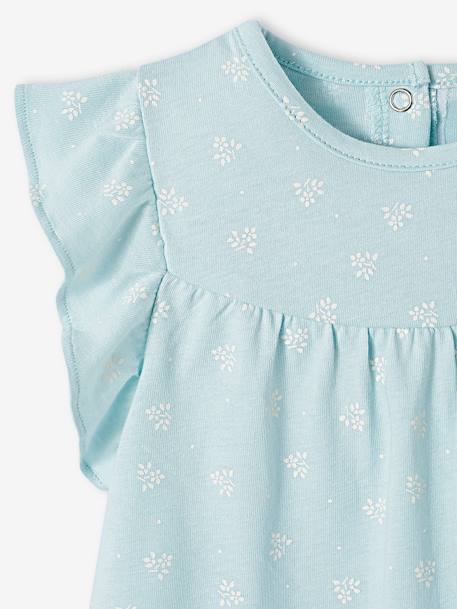 Baby T-shirt met bloemenprint marineblauw met print+turquoiseblauw - vertbaudet enfant 