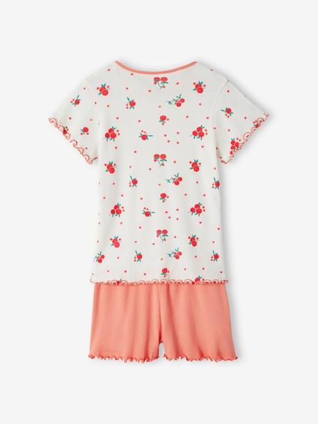 Set van 2 pyjashorts met fruit voor meisjes van ribtricot ecru - vertbaudet enfant 