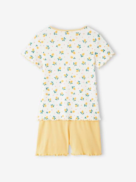 Set van 2 pyjashorts met fruit voor meisjes van ribtricot ecru - vertbaudet enfant 
